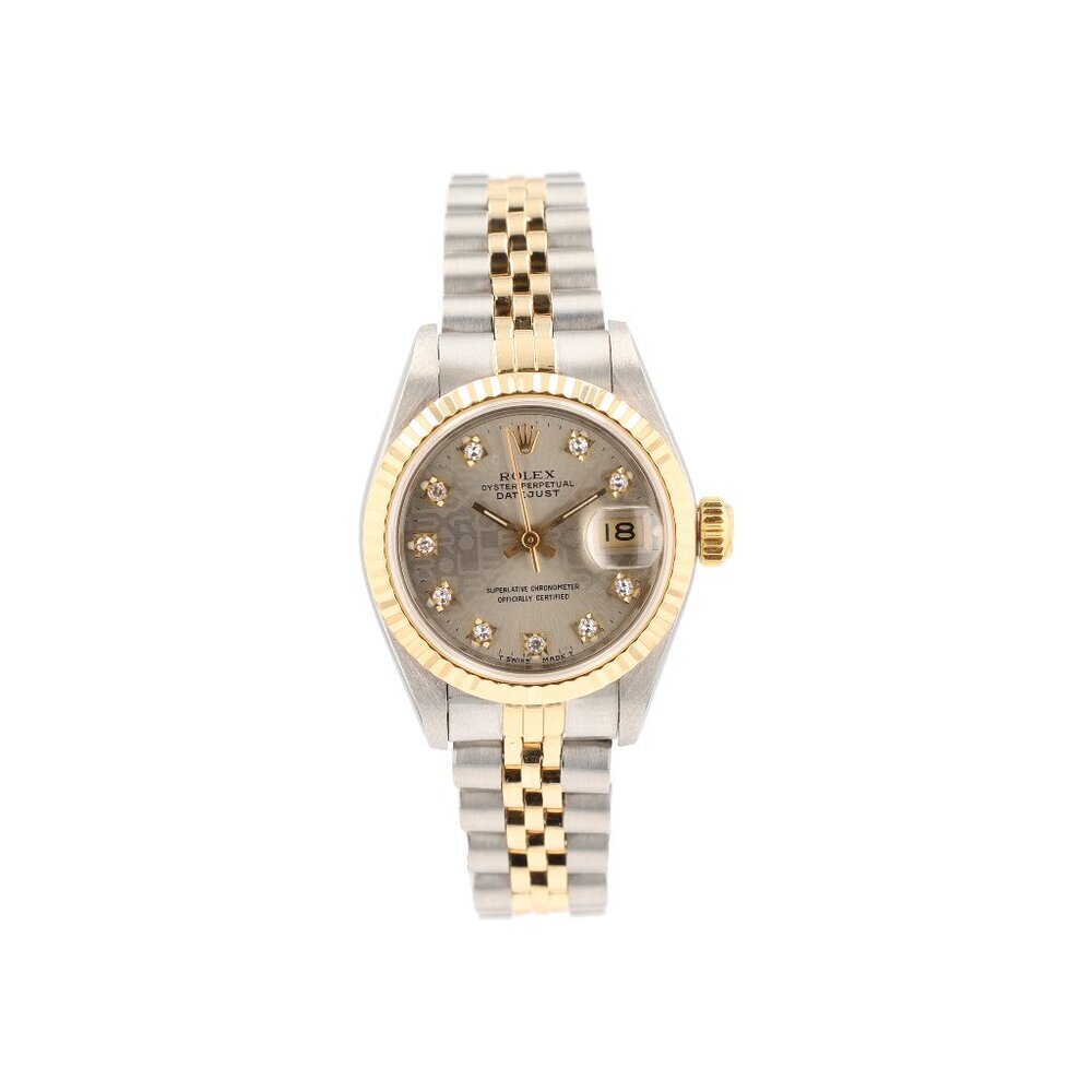 Rolex Datejust  69173 26mm Grey Jubilee  Diamond (O.S) Dial Fluted Bezel Jubilee